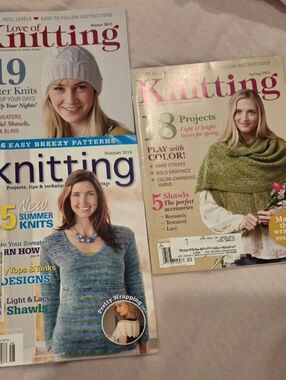 YARN FIBER ARTS KNITTING MAGAZINES 3 FULL OF GREAT PATTERNS LOVE OF KNITTING